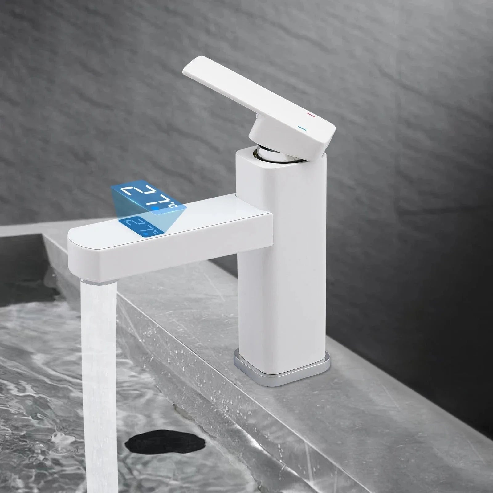 Robinet Vasque Blanc Affichage Numérique Température Sous les Yeux – Solvane