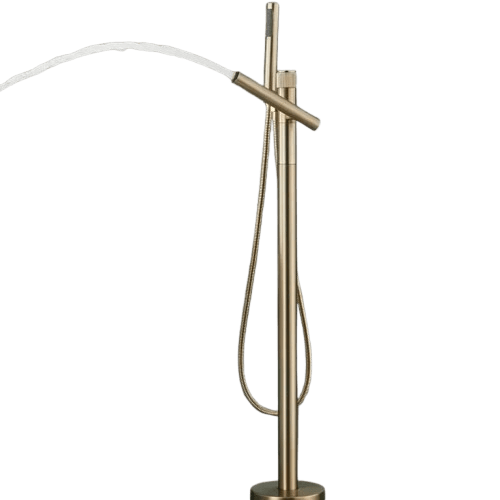 Robinet Baignoire Sur Pied Or Brossé Allure Luxe Pose Autonome – Vertane