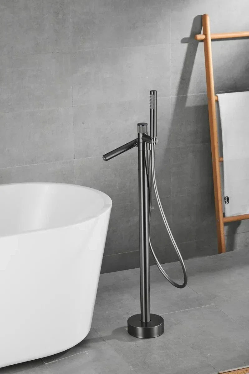 Robinet Baignoire Sur Pied Or Brossé Allure Luxe Pose Autonome – Vertane