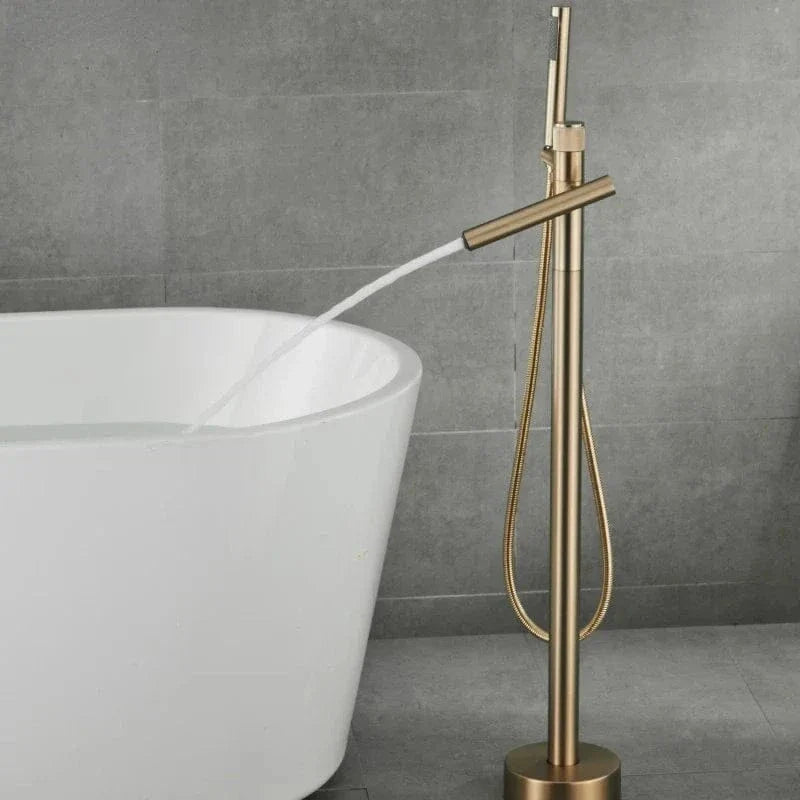 Robinet Baignoire Sur Pied Or Brossé Allure Luxe Pose Autonome – Vertane