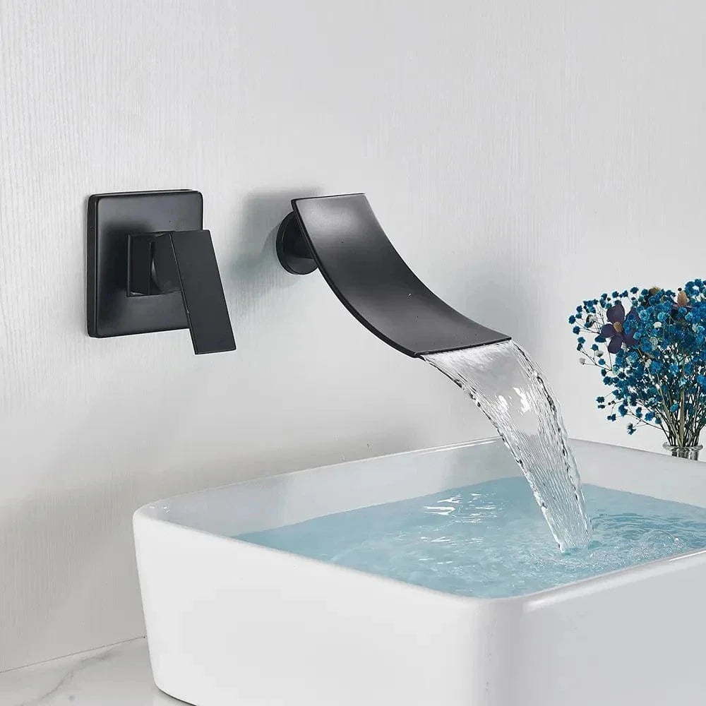 Mitigeur Lavabo Mural Cascade Flux Large Vasque Dégagée – Solvane