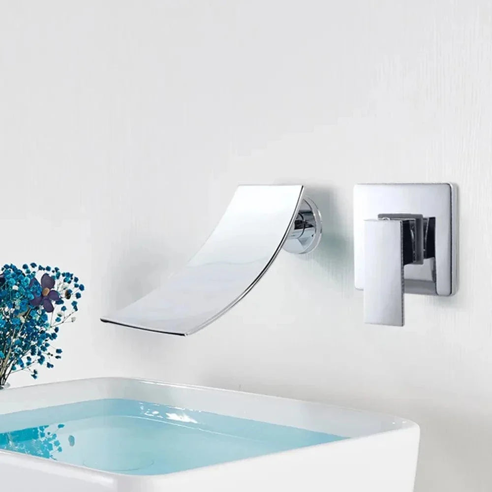 Mitigeur Lavabo Mural Cascade Flux Large Vasque Dégagée – Solvane