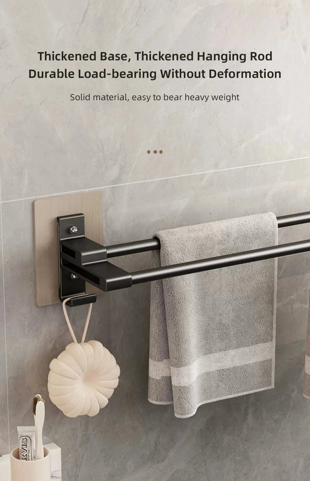 Porte-Serviettes Aluminium Adhésif Sans Perçage Pose Immédiate – Linora