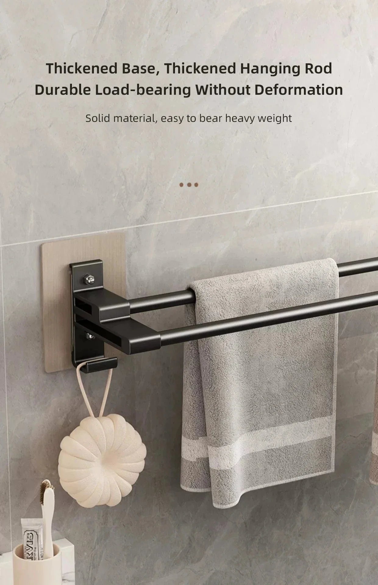 Porte-Serviettes Aluminium Adhésif Sans Perçage Pose Immédiate – Linora