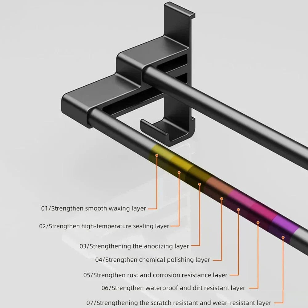 Porte-Serviettes Aluminium Adhésif Sans Perçage Pose Immédiate – Linora