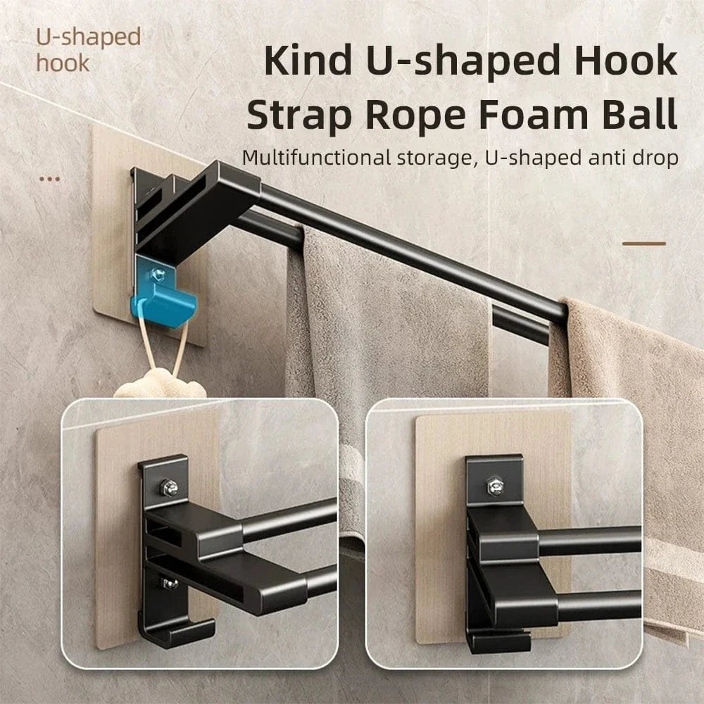 Porte-Serviettes Aluminium Adhésif Sans Perçage Pose Immédiate – Linora