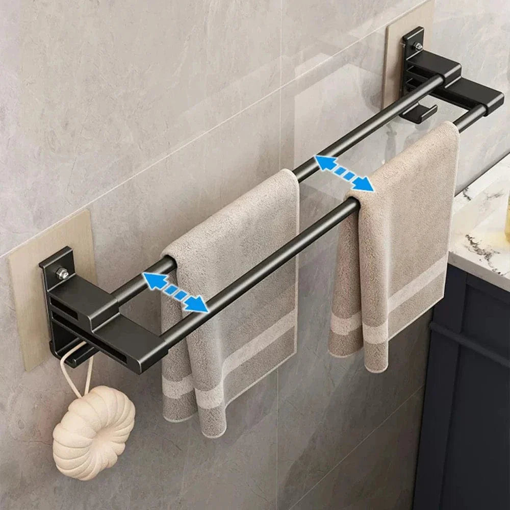 Porte-Serviettes Aluminium Adhésif Sans Perçage Pose Immédiate – Linora