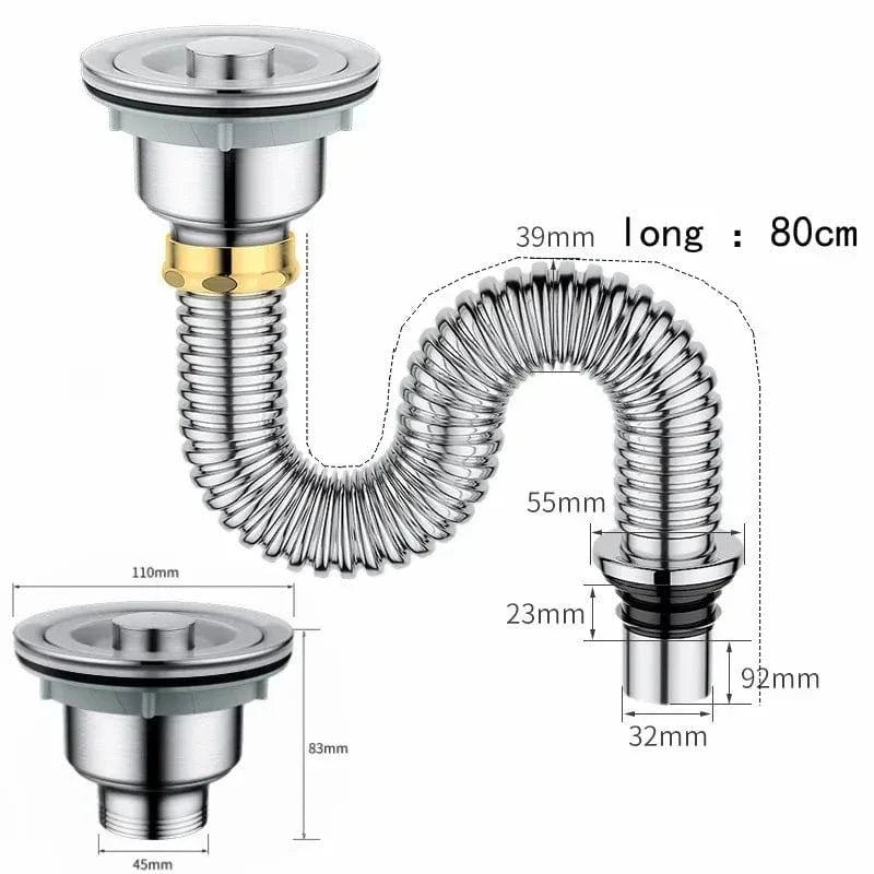 Siphon Cuisine Inox Évacuation Fiable Anti-Bouchon – Silka