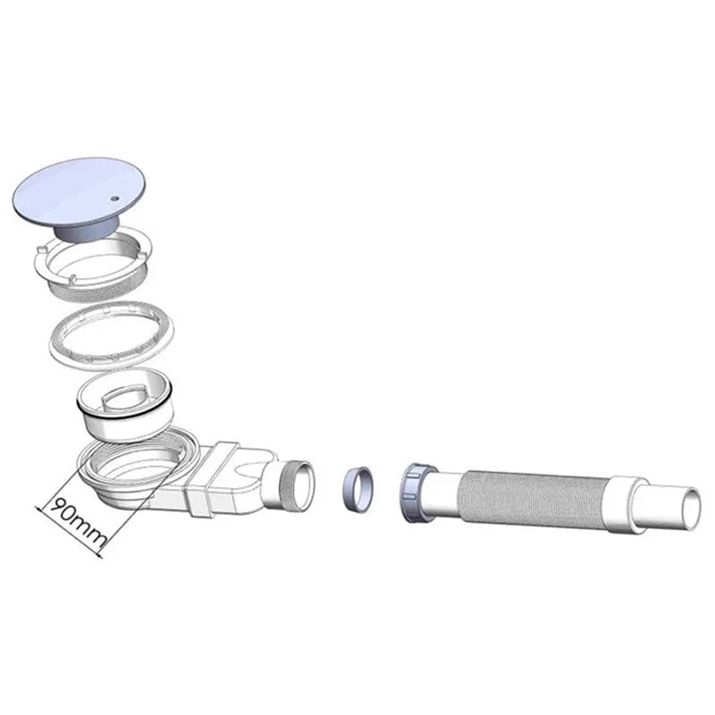 Siphon Douche Extra-Plat Chromé Idéal Faible Hauteur – Silka