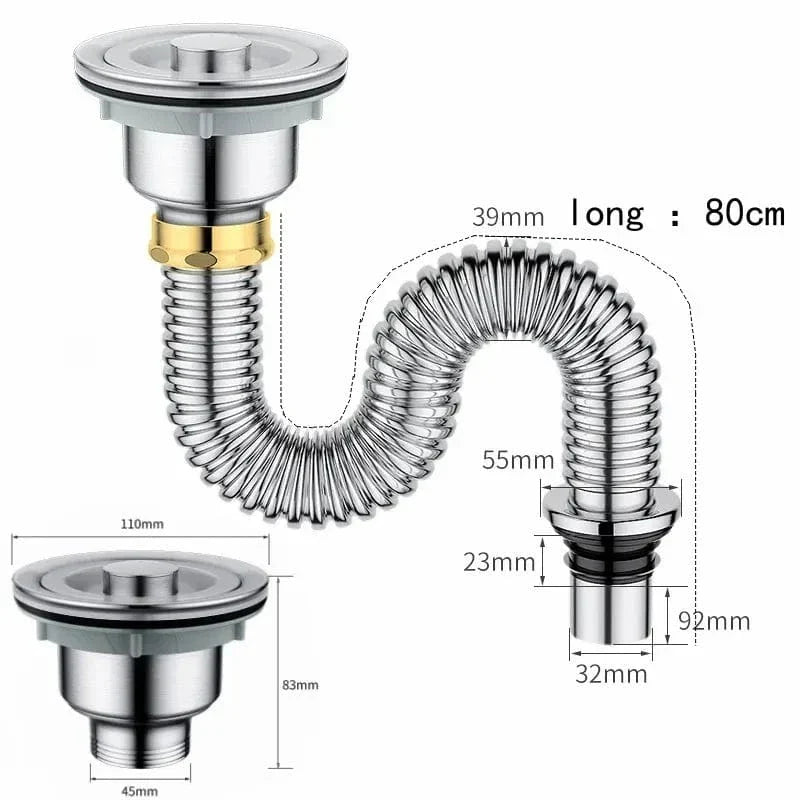 Siphon Évier Cuisine Inox Anti-Nuisibles Ultra-Résistant – Silka