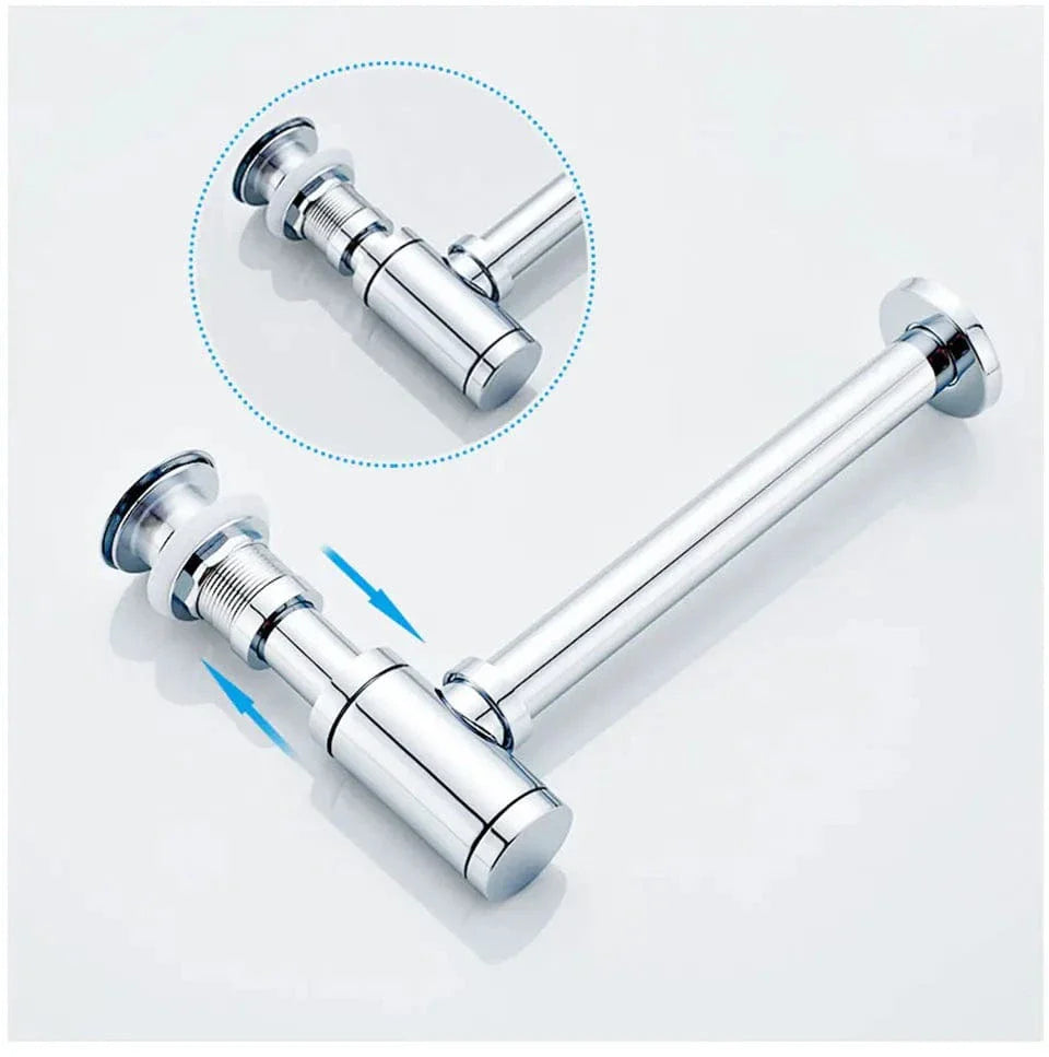 Siphon Lavabo Chromé Évacuation Discrète Vasque à Poser – Silka