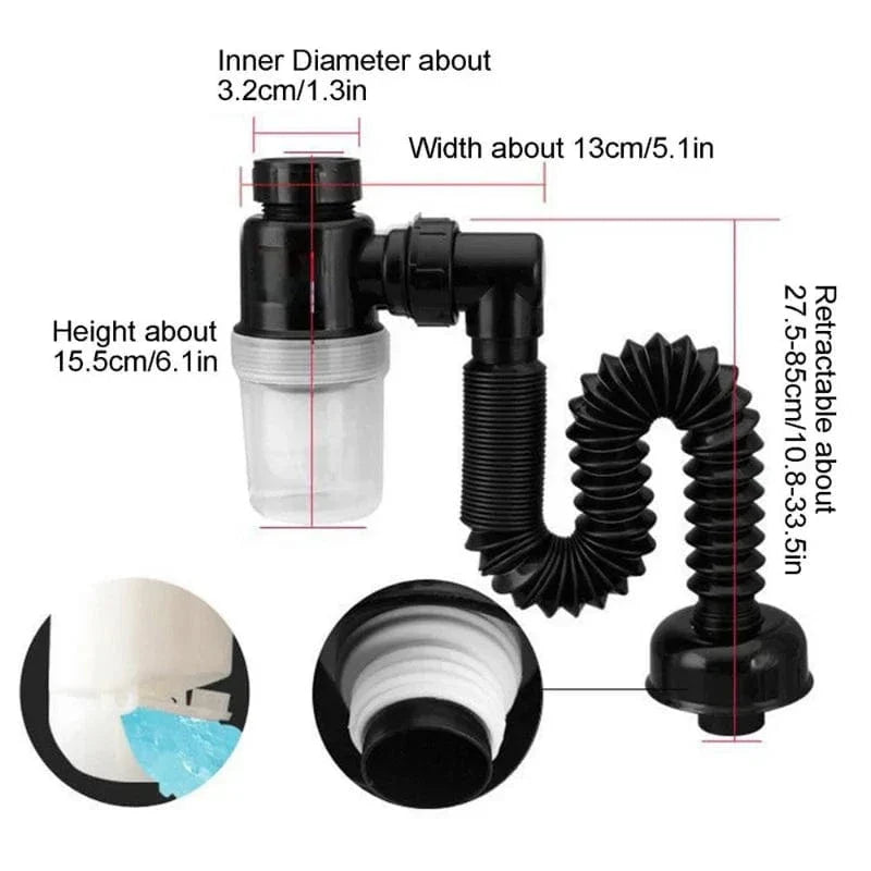 Siphon Universel Évier Extensible Anti-Odeurs Montage Facile – Silka