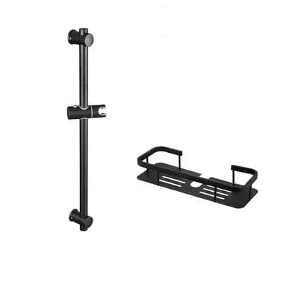 Support Pommeau de Douche Noir Inox Fixation Solide – Pluvia