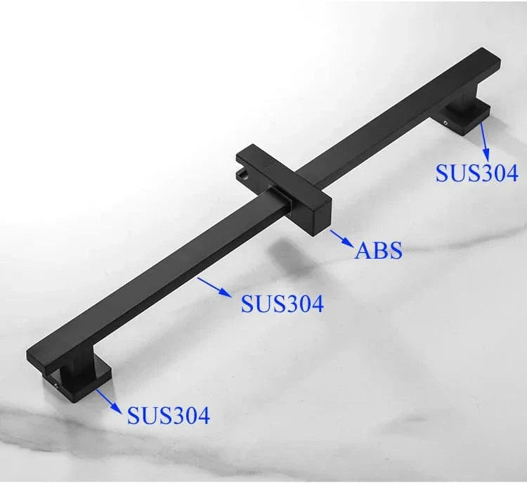 Support Pommeau de Douche Noir Inox Fixation Solide – Pluvia