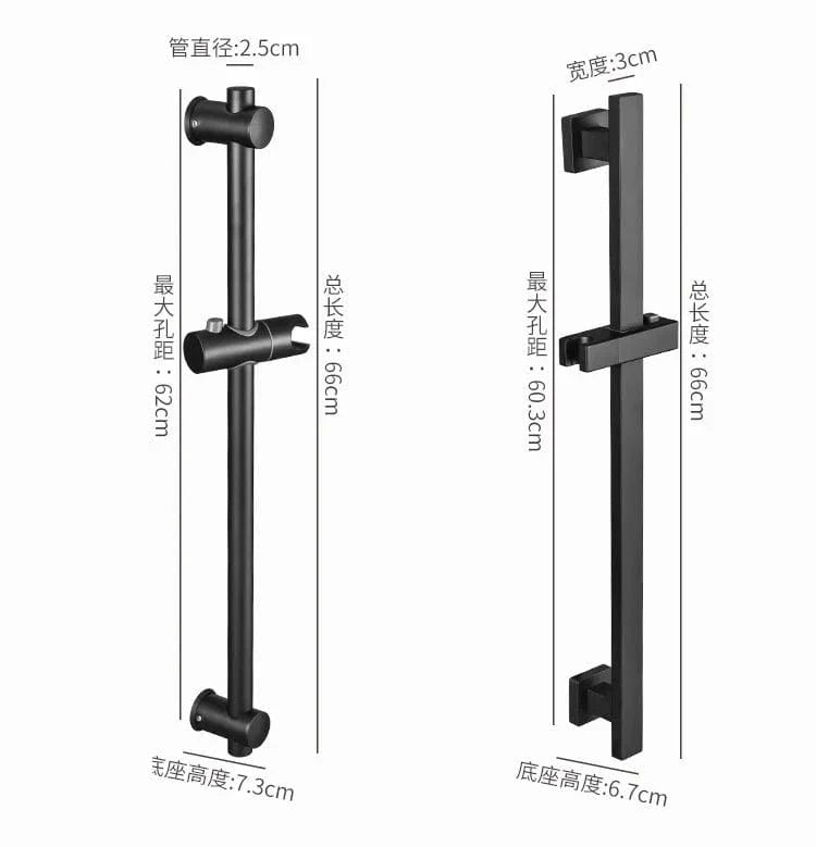 Support Pommeau de Douche Noir Inox Fixation Solide – Pluvia