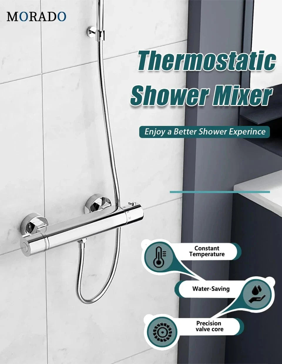 Robinet Douche Thermostatique Chromé Température Stable – Thermya
